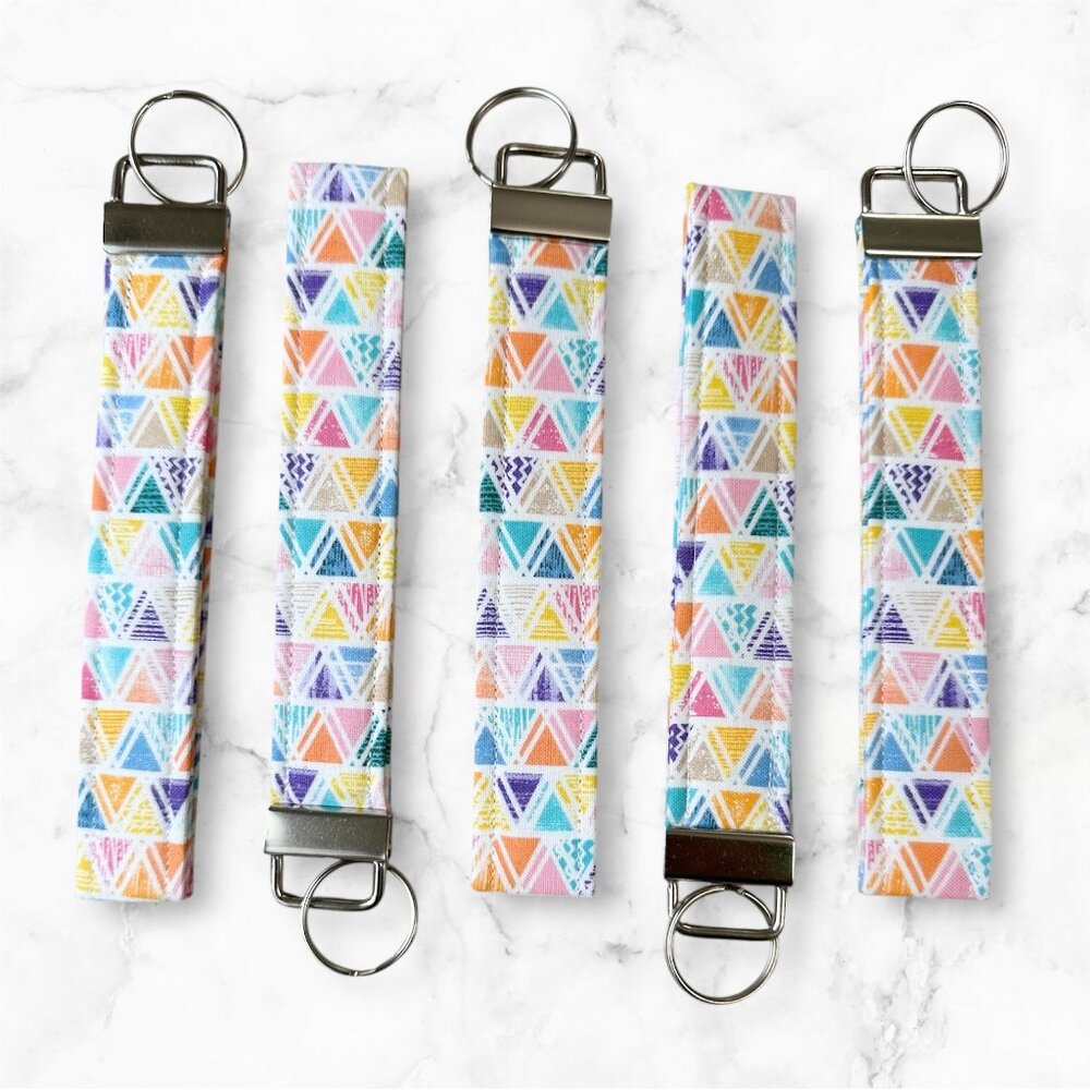 Keychain Wristlet Style Fob Geometric Theme Handmade Brand New